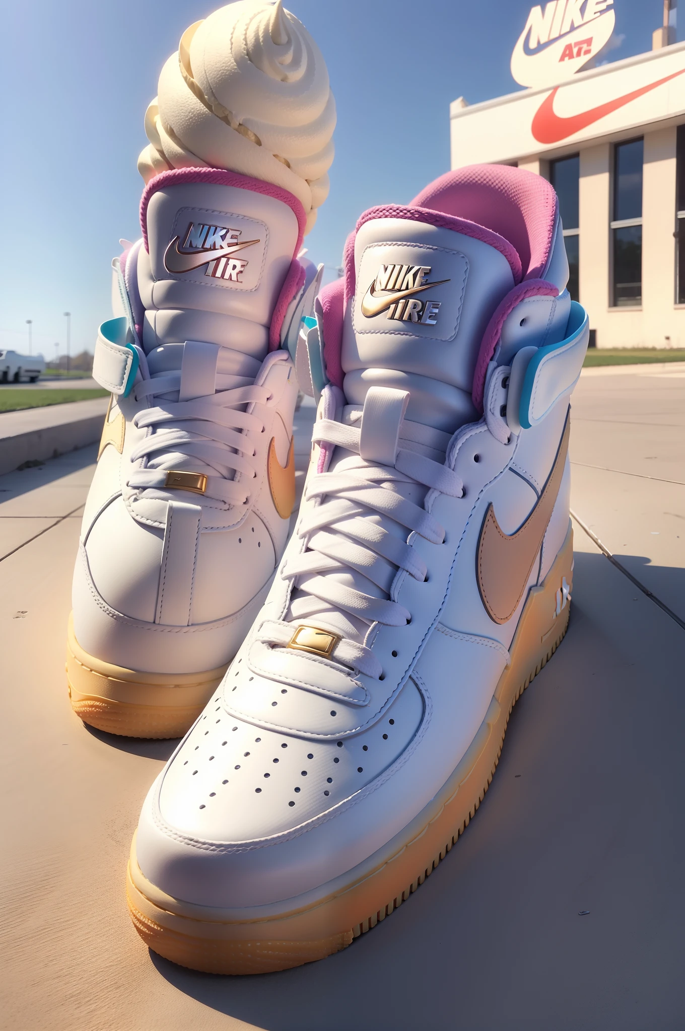 Nike Air Force One Shoes based on a big ice cream cone