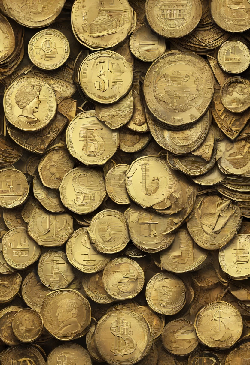 A composition of coin icons, dollar bills and growth charts, Forming a financial puzzle.