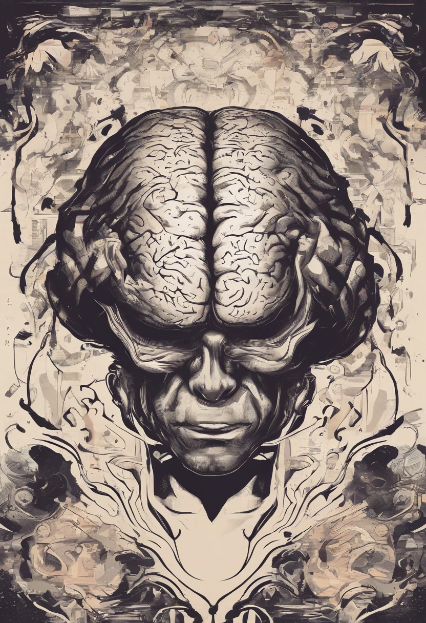 A stylized representation of a human brain, with words related to finance and investments swirling within it.