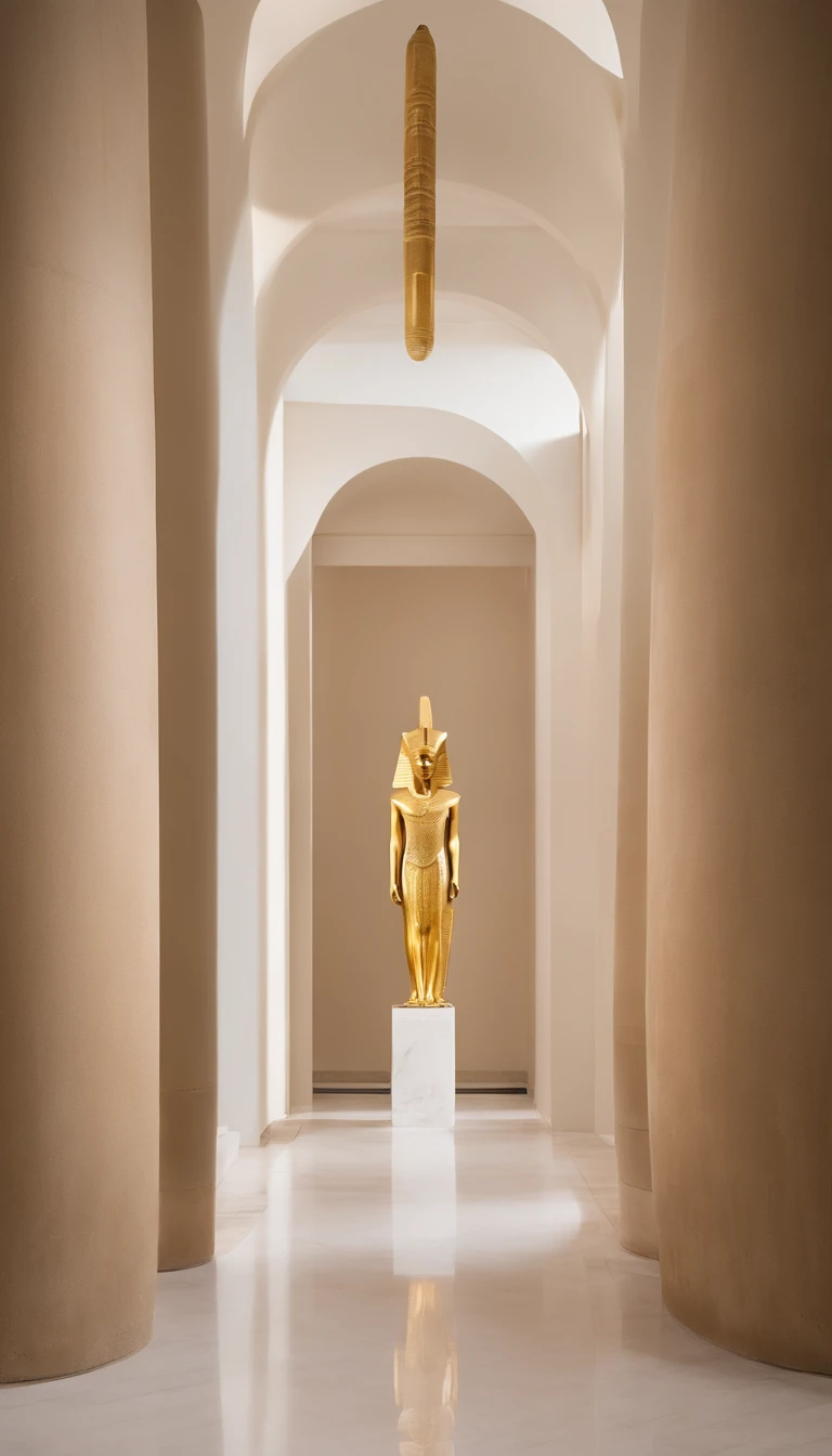 Explore the opulence of an ancient Egyptian palace with hieroglyphics, marble columns, and golden statues.