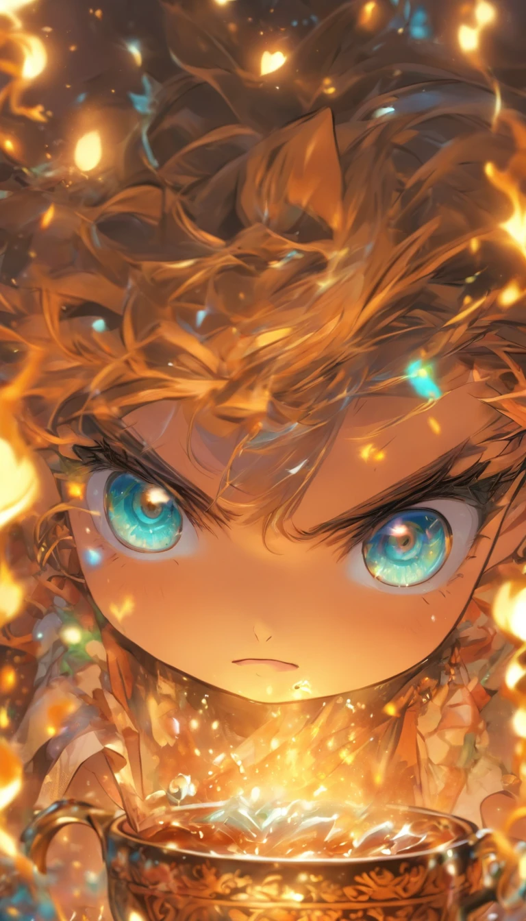 comic strip,Masterpiece, Best quality, Wizard Tea Party, Magic Tea Party, magic, tchibi, Handsome witch, Highly detailed realistic eyes, cheerfulness, vibrant, Colorful,