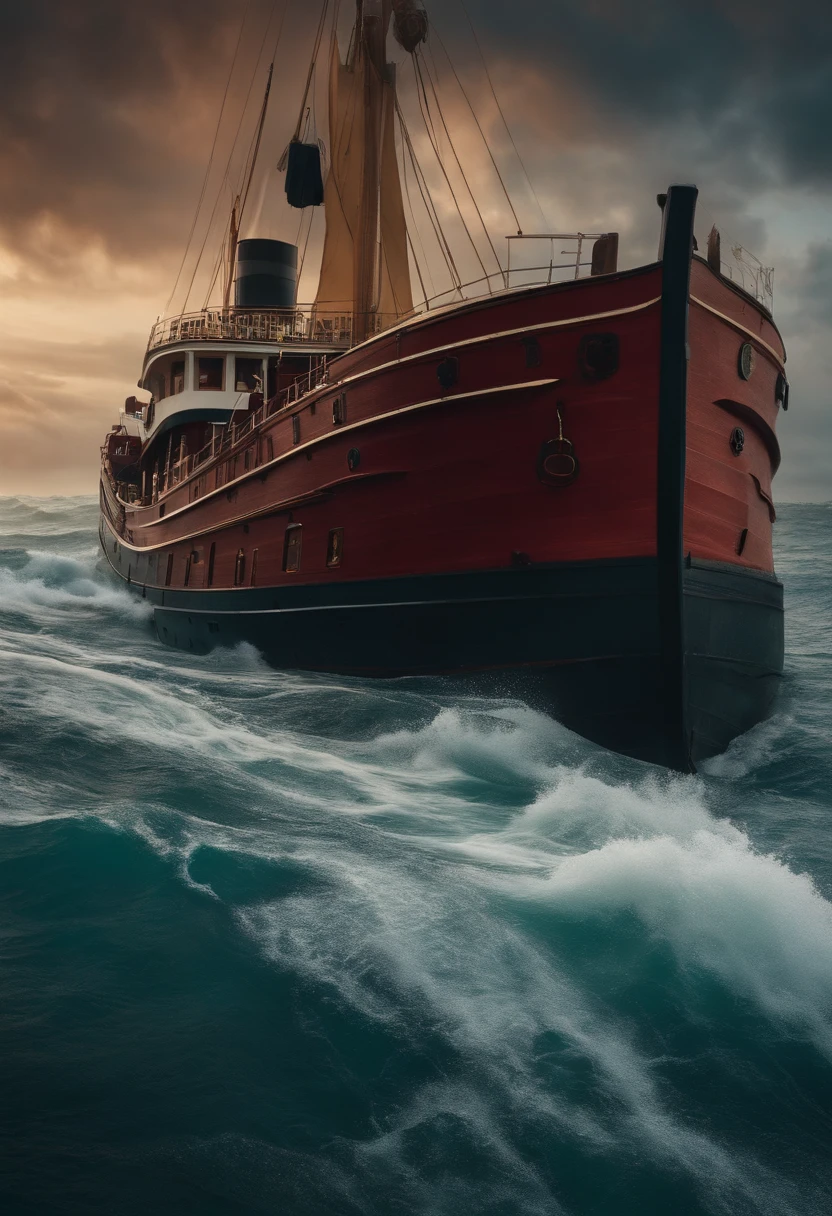 Uma imagem ultra-realista do barco do Ragnar  viajando
