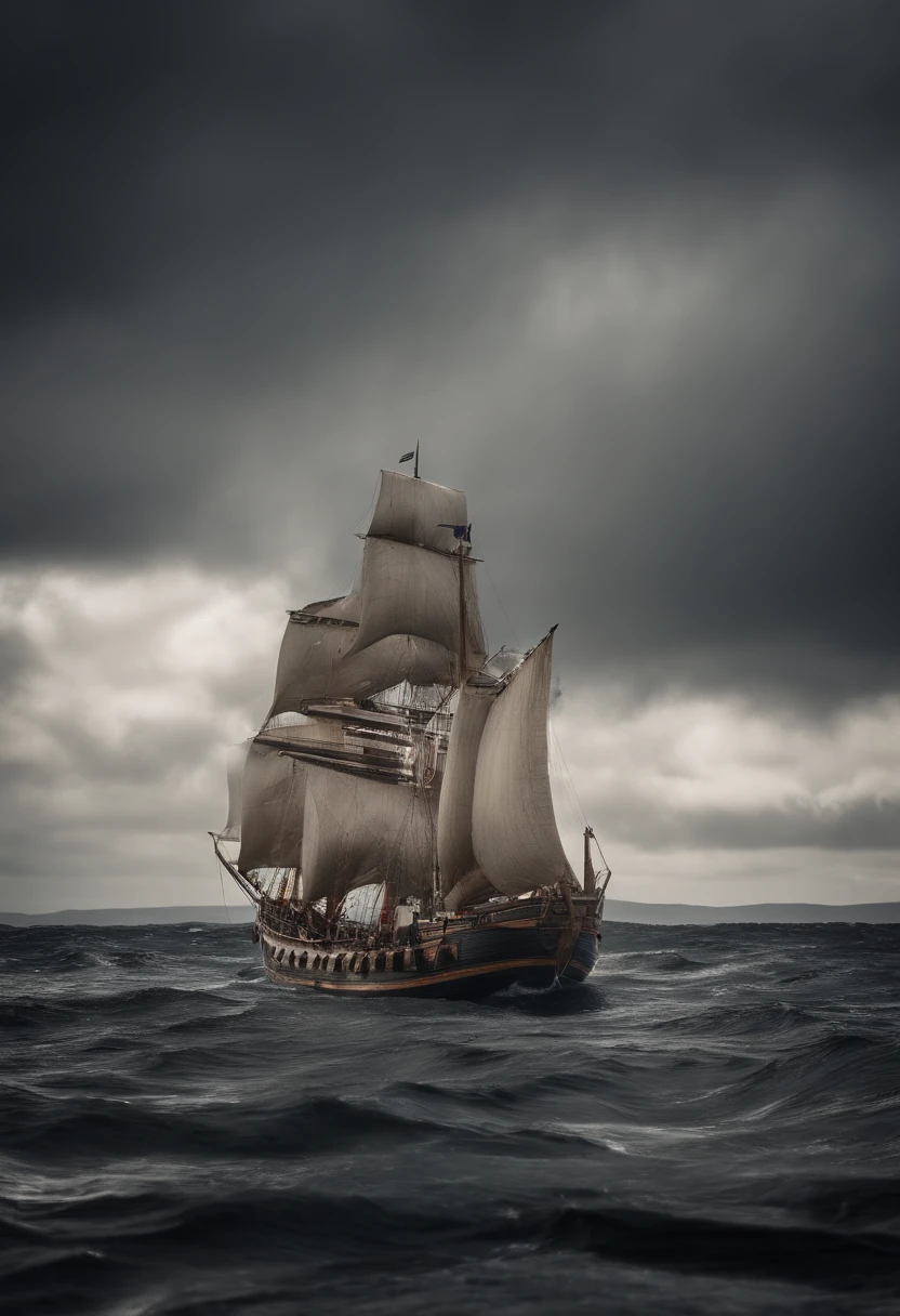 Uma imagem ultra-realista do barco do Ragnar viajando