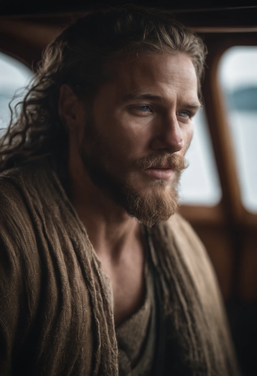 Uma imagem ultra-realista do barco do Ragnar viajando