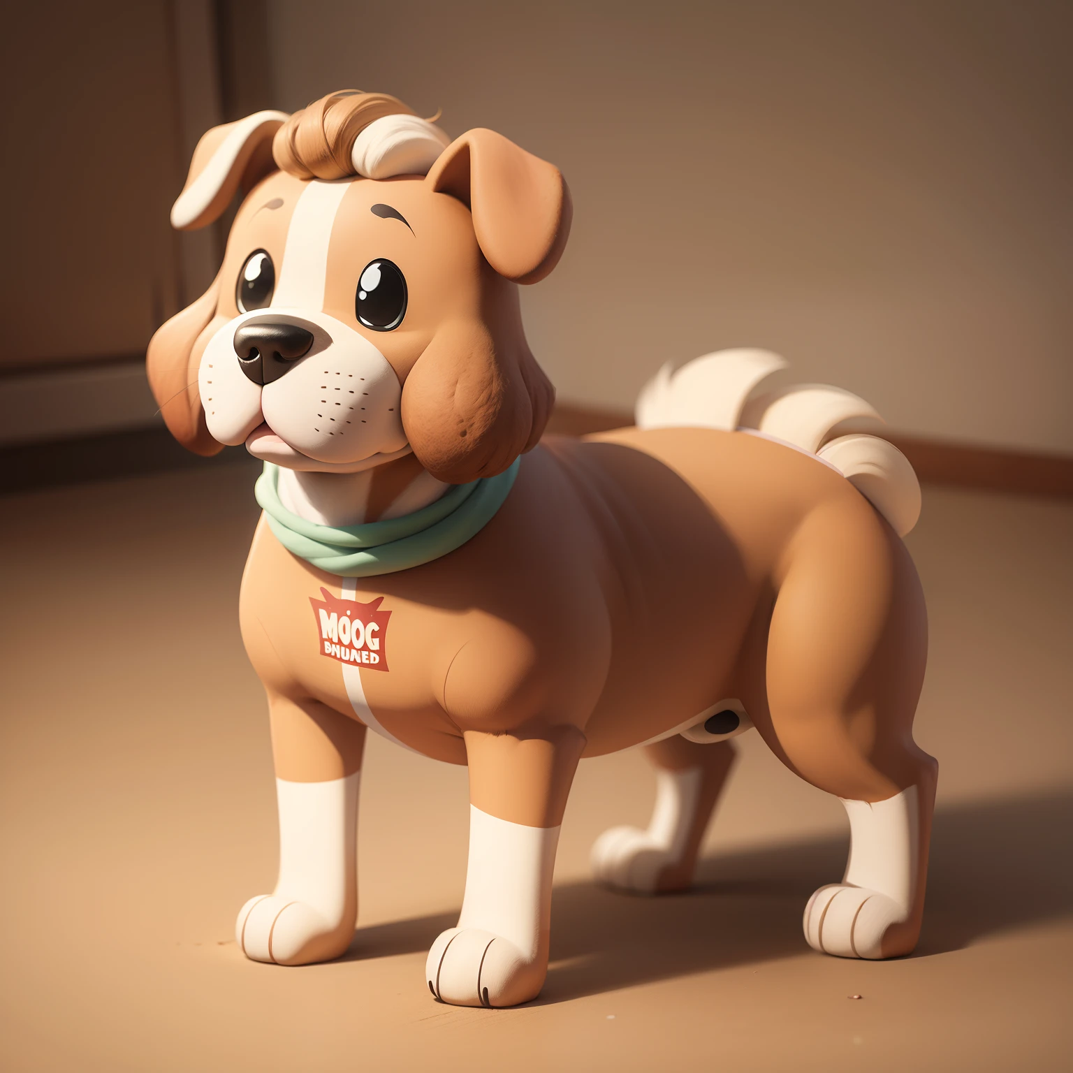 The dog is made of ruddy bread, cartoonish style