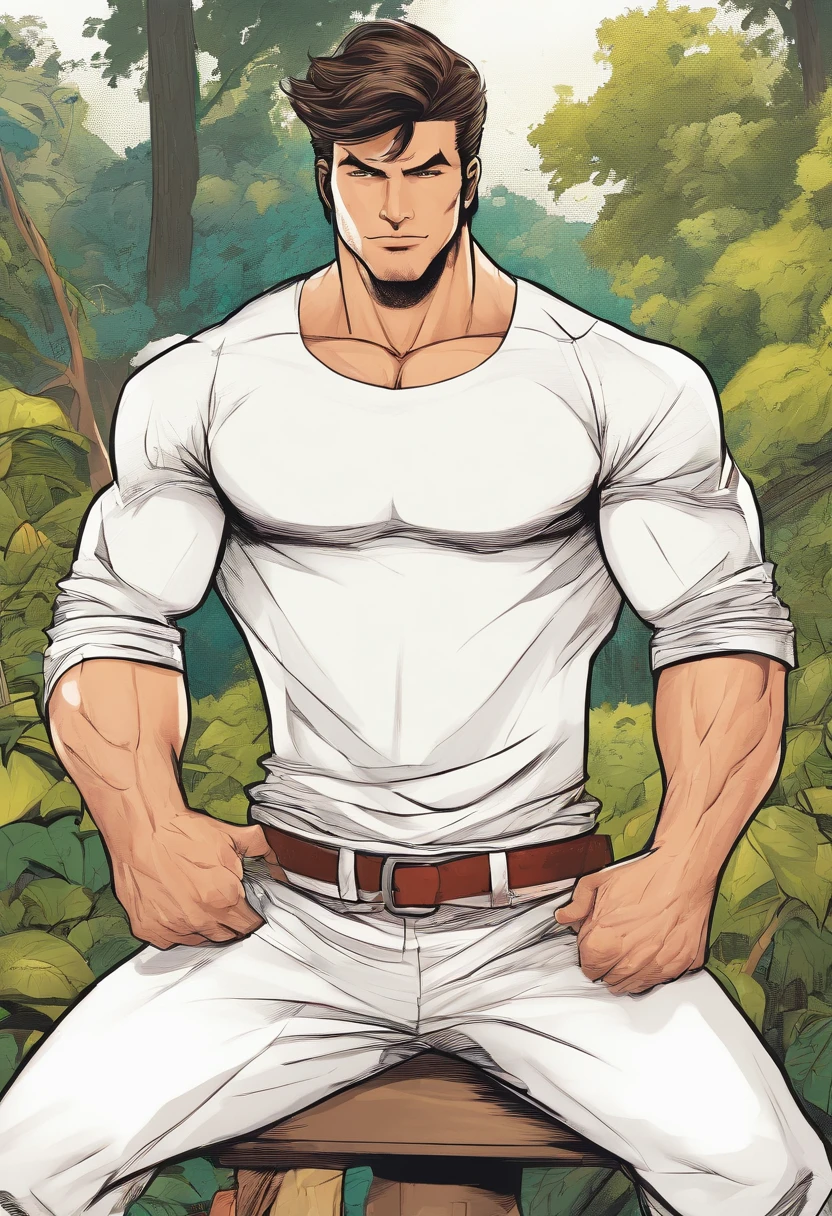 (by Yuko Higuchi, 1.4)， Higuchi Yuko，(By Yoh:1.2)，(master masterpiece，bestbestquality，Official fine art，beauty and aesthetics:1.2)，(Hyper Detail)，fine Detail，best illustrations，Hand drawn high quality，(High Contrast)，(Clean lines:1.3)，(arte de linha)，Line drawing，(Complex lines)，ligne claire，s fractal art，stroke，ukiyoe style，(full body portrait，No pants on，extreme close up:1.1)，(muscle man，Wear only a pair of transparent thongs:1.1)(He was surrounded by dead trees:1.1)，The perfect facial features of a supermodel，full body showing(Short hair，Bearded stubble)，Corpose MONEY BOY，Surround composition，Perfect pectorals and abs，mysterious night，Extremely provocative and sexy(increased detailing)，(Detailed background:1.2)，(color)，great resolution，Extreme detail（(Clear white thong:1.1)）（(Clear white thong，Looming internal structure:1.1)）（(Short hair，Short beard stubble:1.1)）