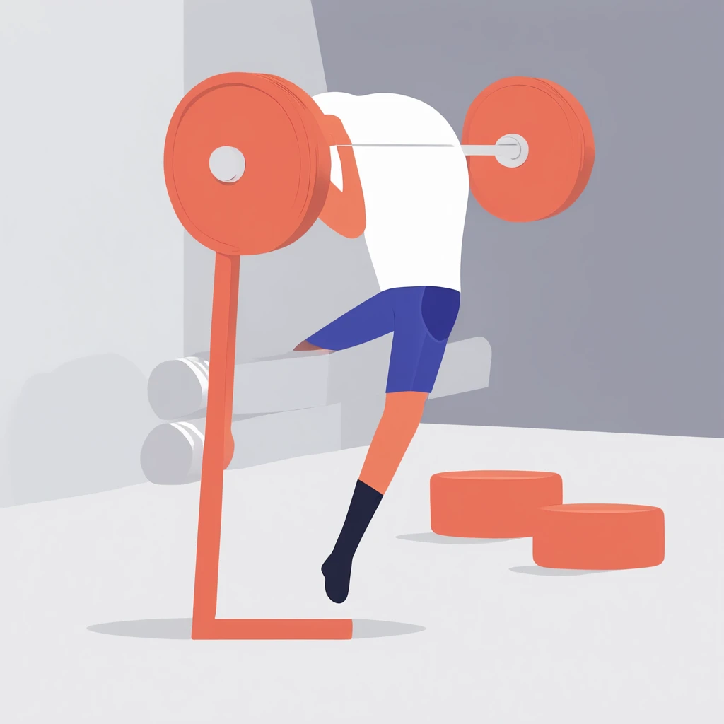 A man works out in a gym,A pair of dumbbells lie on the ground, Flat illustration, Ui Illustration, GUI, Minimalist, White background, Bright color scheme
