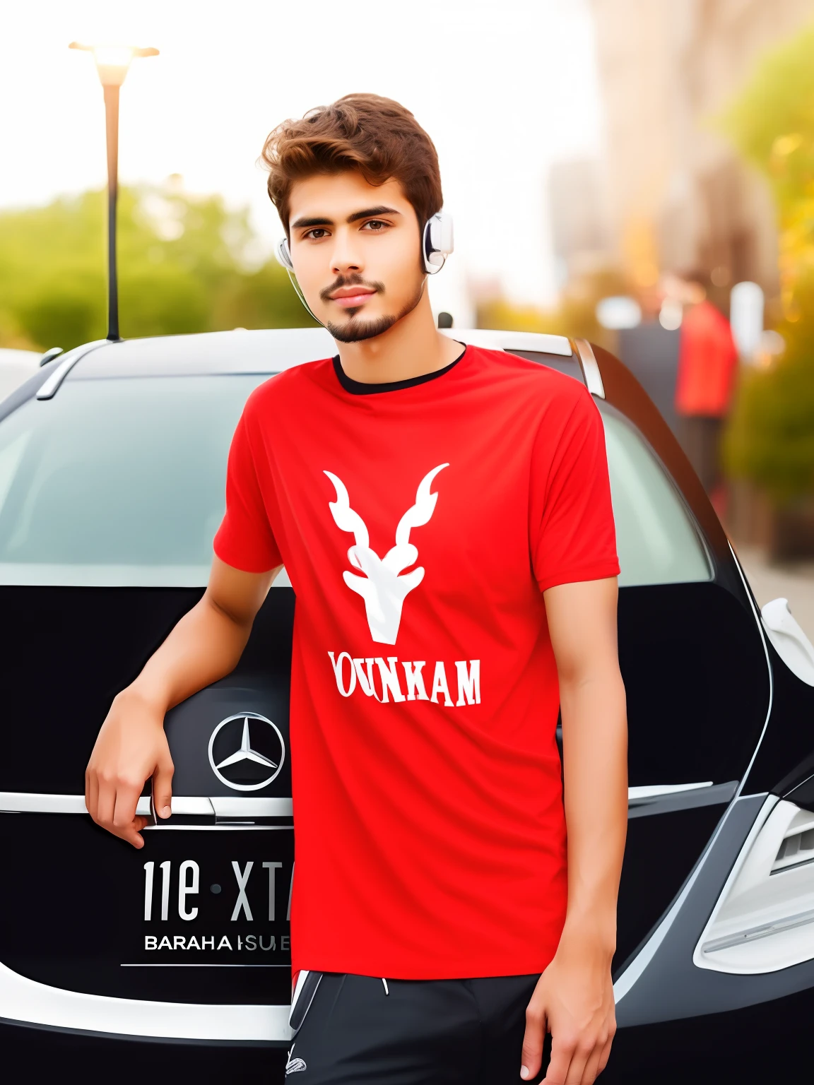 A handsome boy with handphone realistic face