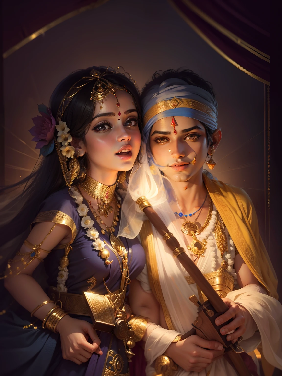 lord krishna and goddess radha radhe krishna 8k ultra hd wallpaper realistic face girl and boy devotional traditional