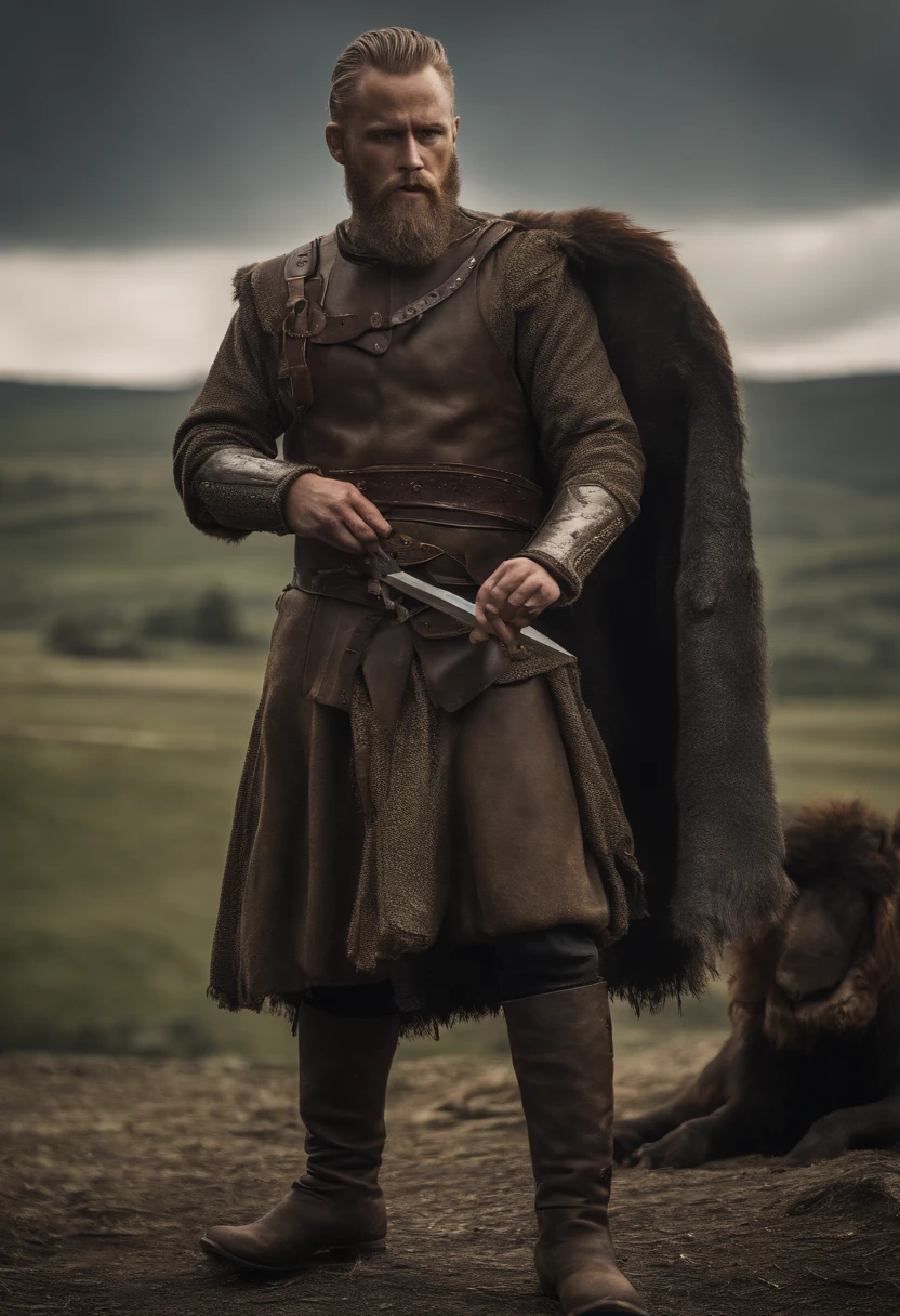 Imagem de Ragnar em um confrontocom espada com o Soberano Fro