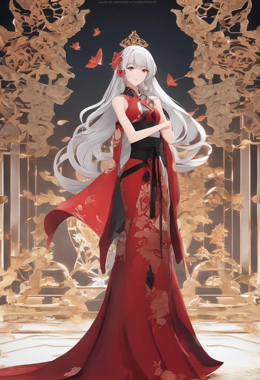 Anime girl with long black hair and red dress with earrings, Guviz-style artwork, Guviz, Detailed digital anime art, Guweiz in Pixiv ArtStation, Guweiz on ArtStation Pixiv, detailed portrait of an anime girl, Stunning anime face portrait, by Yang J, Digital anime illustration, style of anime4 K,