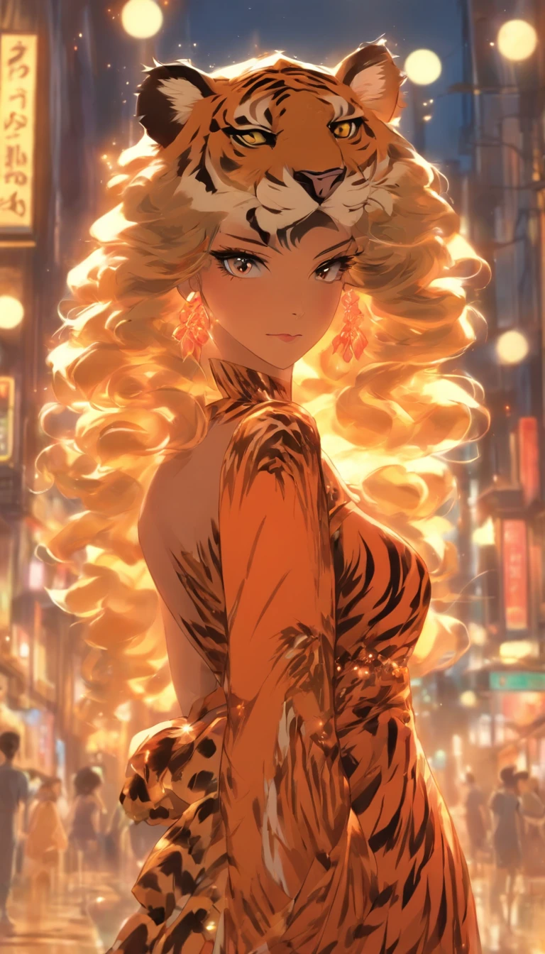 comic strip，Evening dress,Lady,Tiger Girl