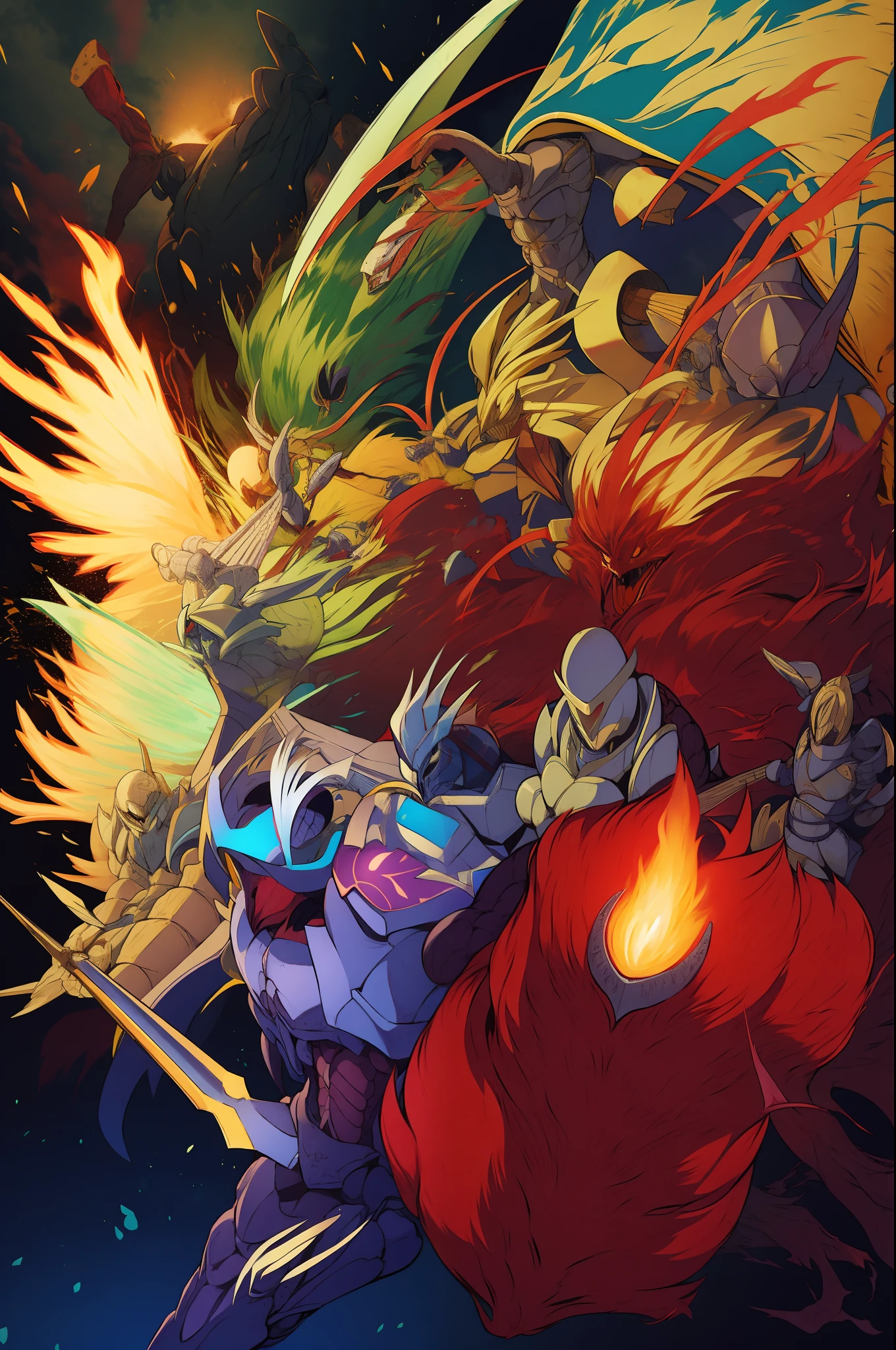 alien knight, monster, blond hair, armor