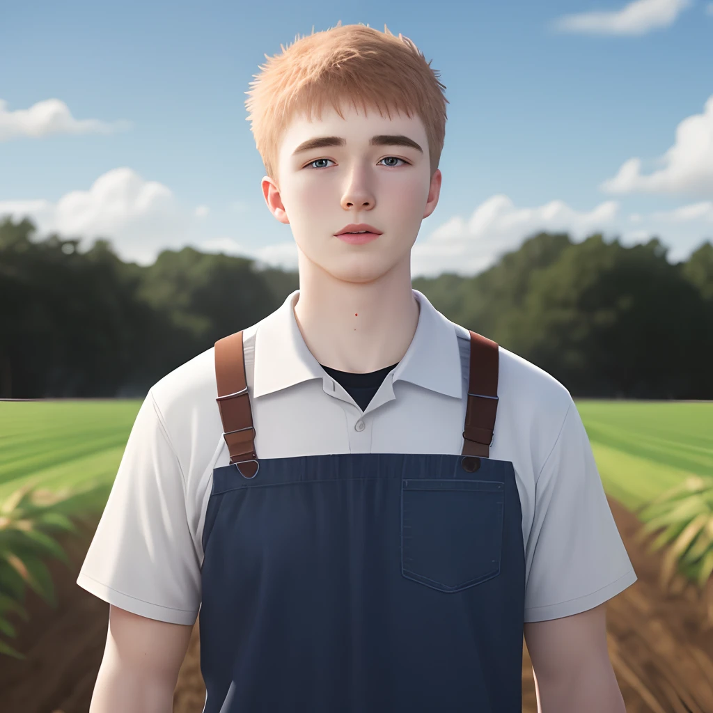 22 year old white male farmer hyper realistic