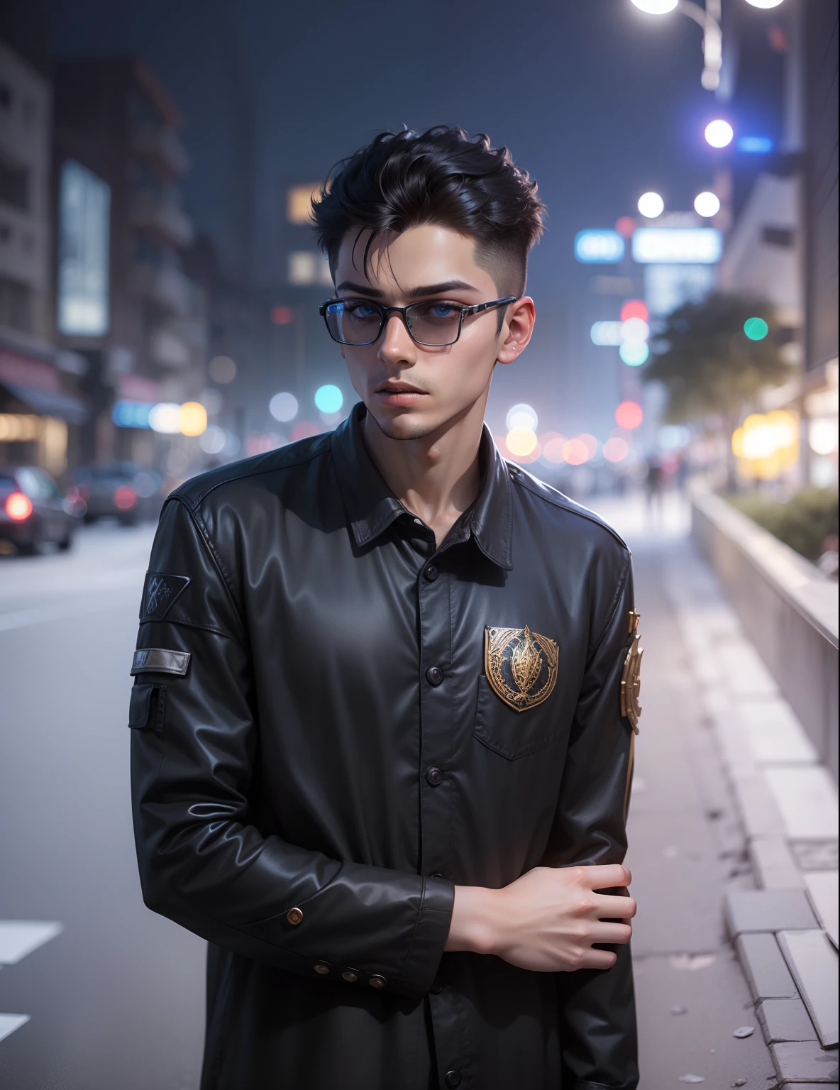 Magic Futuristic monsterbackground realistic face ultra realistic high quality HD,devel eyes, light, young boy, black magic,cyberpunk, ultra realistic, details