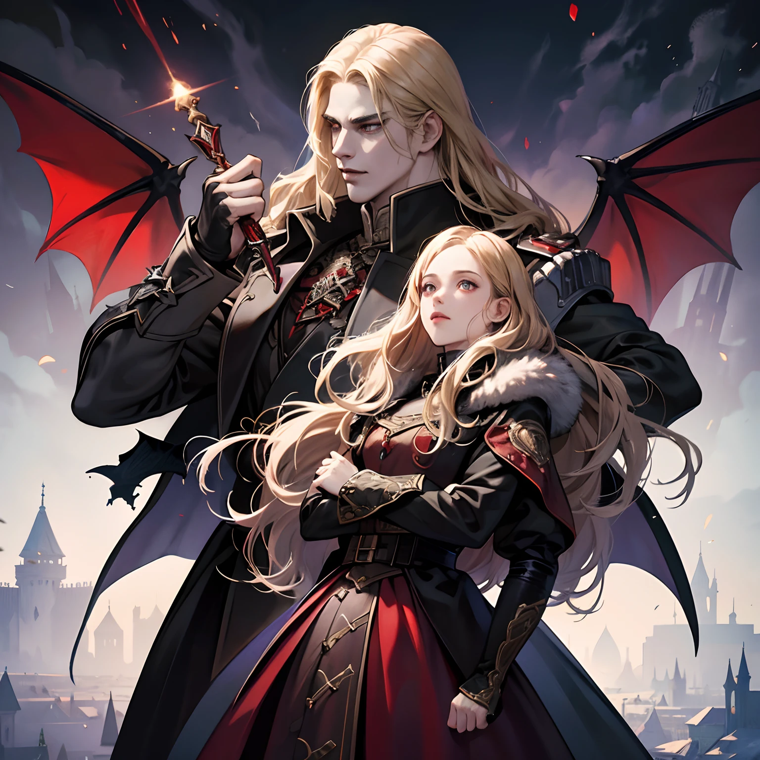 Castlevania Lord of the shadows lord dracula with his enemy the Devil hyper realistic super detailed Dynamic poster movie publicity master piece hyper realistic super detailed