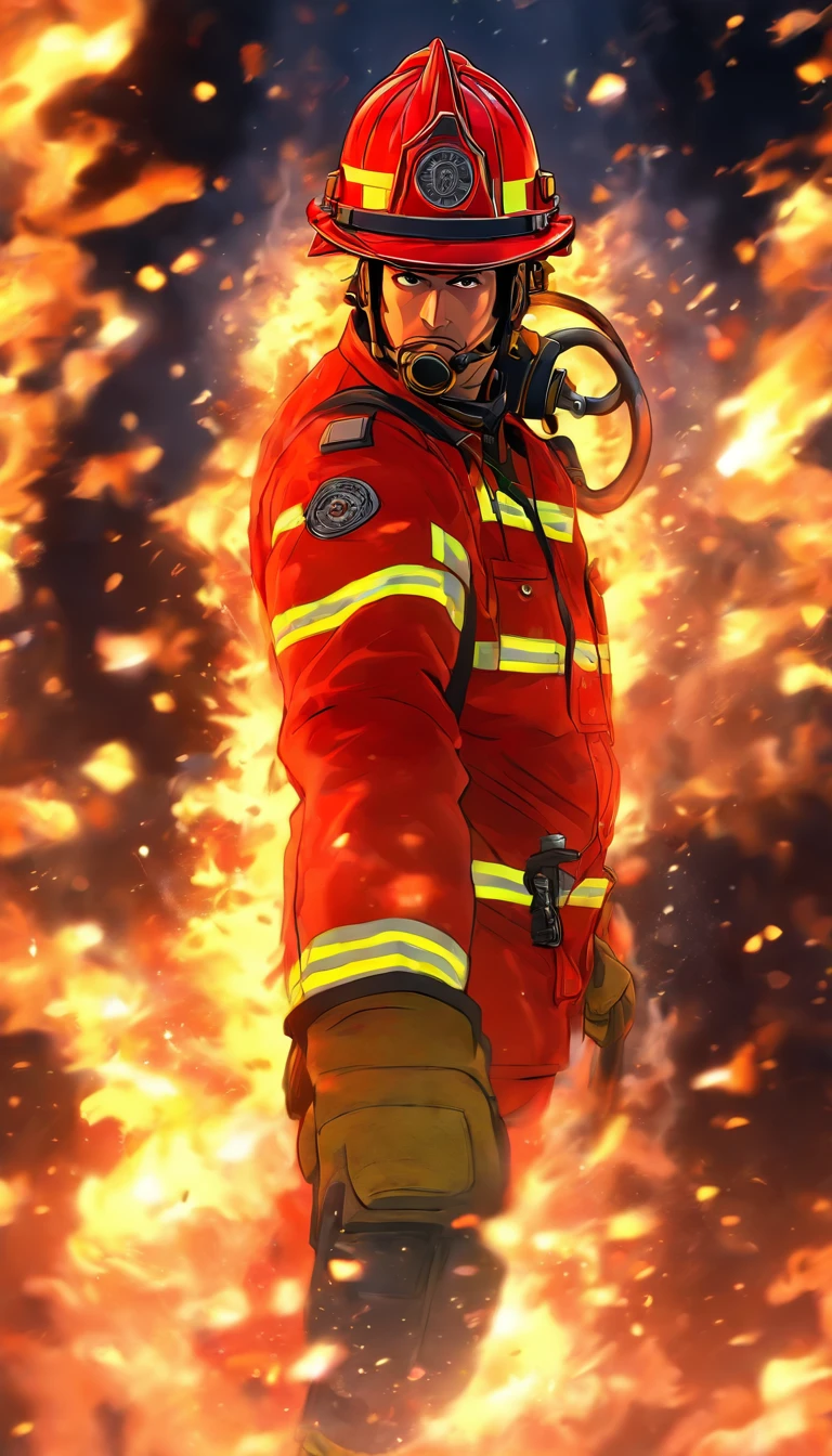 fireman, Masterpiece, Ultra HD, absurderes, Best quality, Solo