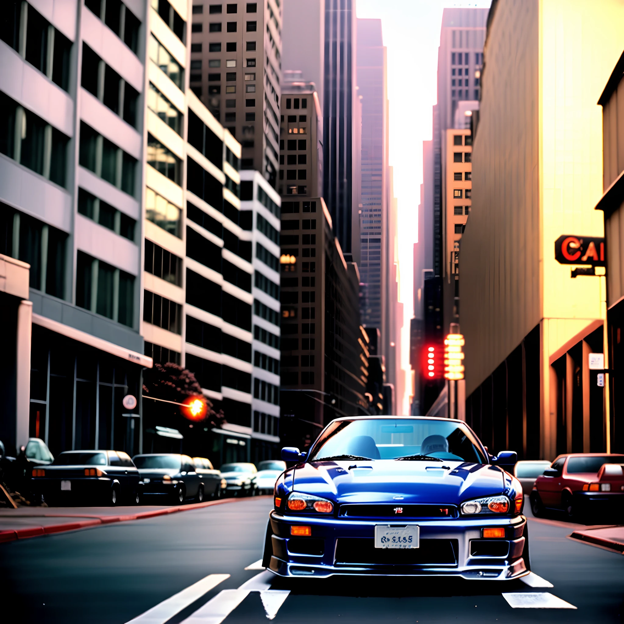 35mm, downtown Wall Street, apocalyptic, 1990s, side nissan gtr skyline 2005, analogue, Hasselblad, twilight --raw style --s 150c 4 --air 2:3