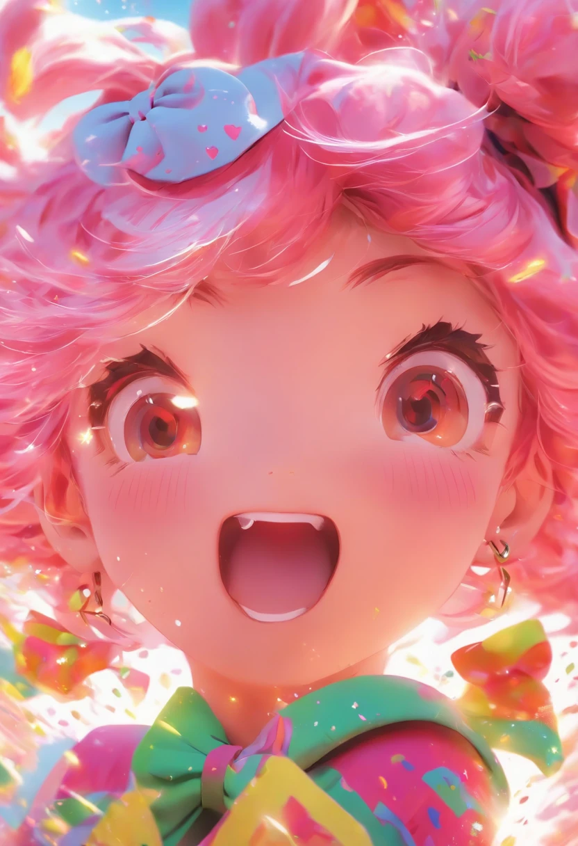 Anime girl with pink hair and hair bow, Kawaii realistic portrait, Guviz, portrait of magical girl, cute character, lovely art style, Anime moe art style, character art of maple story, cute portrait, Cute anime girl portrait, portrait of a small, Guviz-style artwork, Splash art anime ,OC renderer