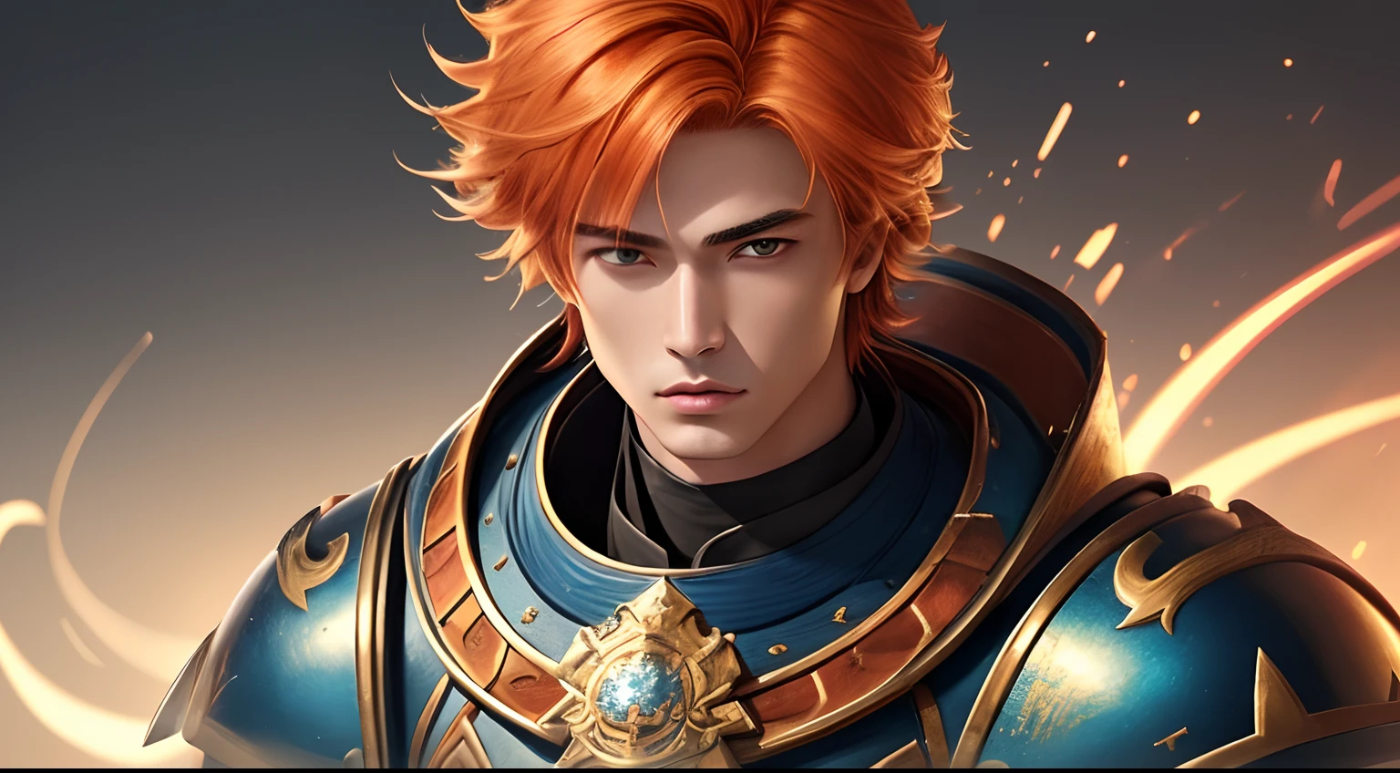 "Cheerful Fubuki 20 years old is a real masterpiece with masculine beauty, perfect anatomy. Olpntng style, colorful rainbow, golden samurai outfit, clean design, epic Instagram, artstation, full streaks of paint, circles, contours. When you look at him Beautiful eyes you will clearly see every small detail and perfect line, every detail on the skin is beautiful in 8K quality everyone. We will be captivated by the confidence radiating from every look. His head has orange hair and his face is meticulously drawn in every detail with 8K image quality."