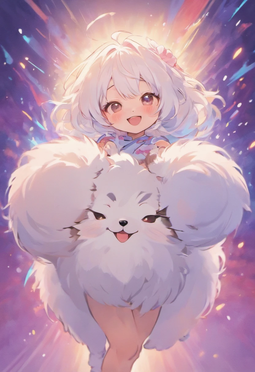 A chibi cute Samoyed, smiling face