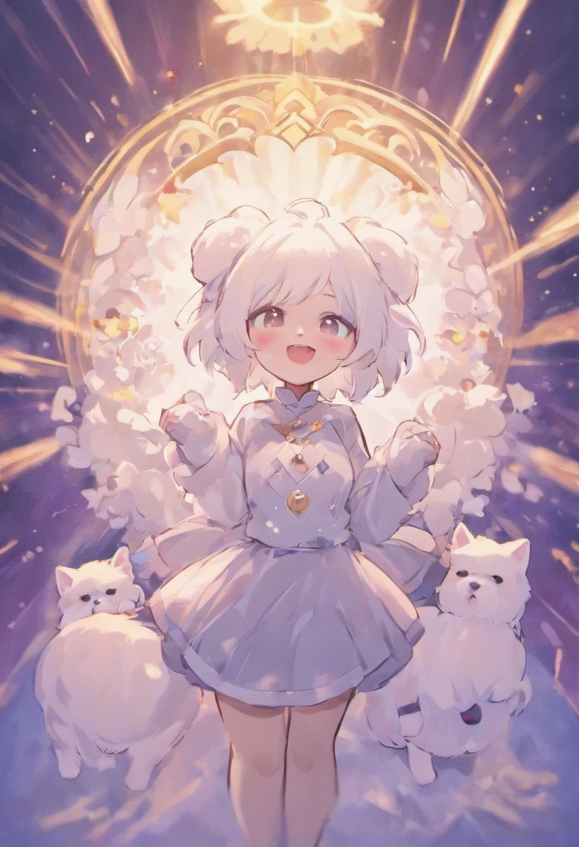 A chibi cute Samoyed, smiling face