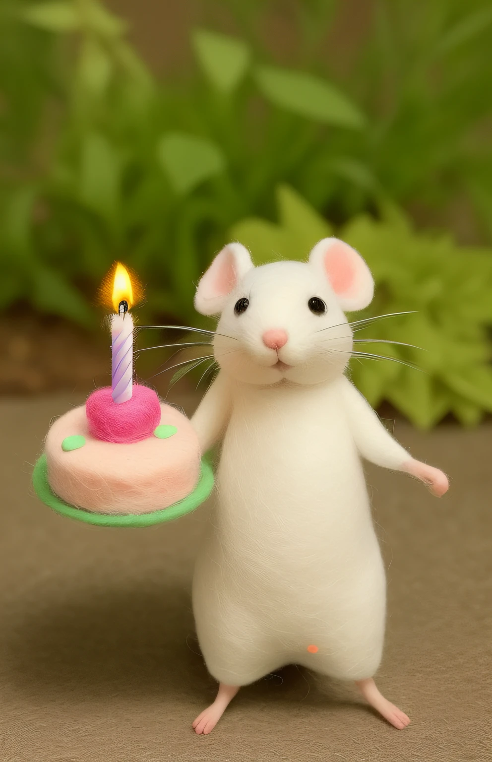 Araffe with birthday cake and candle on the stone, The art of felting with a needle, needle felting, & even a little mouse, Anthropomorphic mouse, Café for felted animals, The art of felting wool, mouse, Felting, Stanley Mouse, Beautiful mouse - girl, Mouse in clothes, anthropomorphic rat, Mouse body, happy birthday
