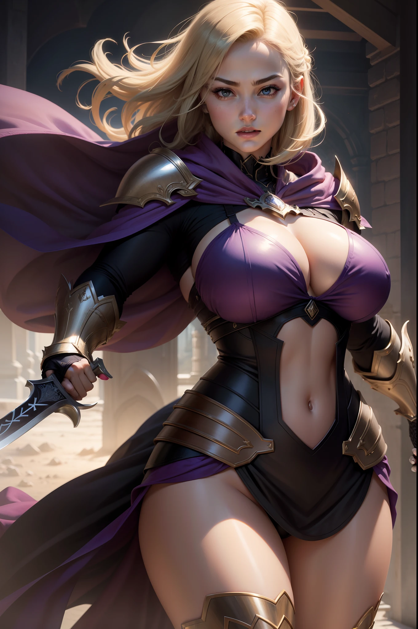 Holding a big sword　５This refers to　A hyper-realistic　超A high resolution　super precision　real looking skin