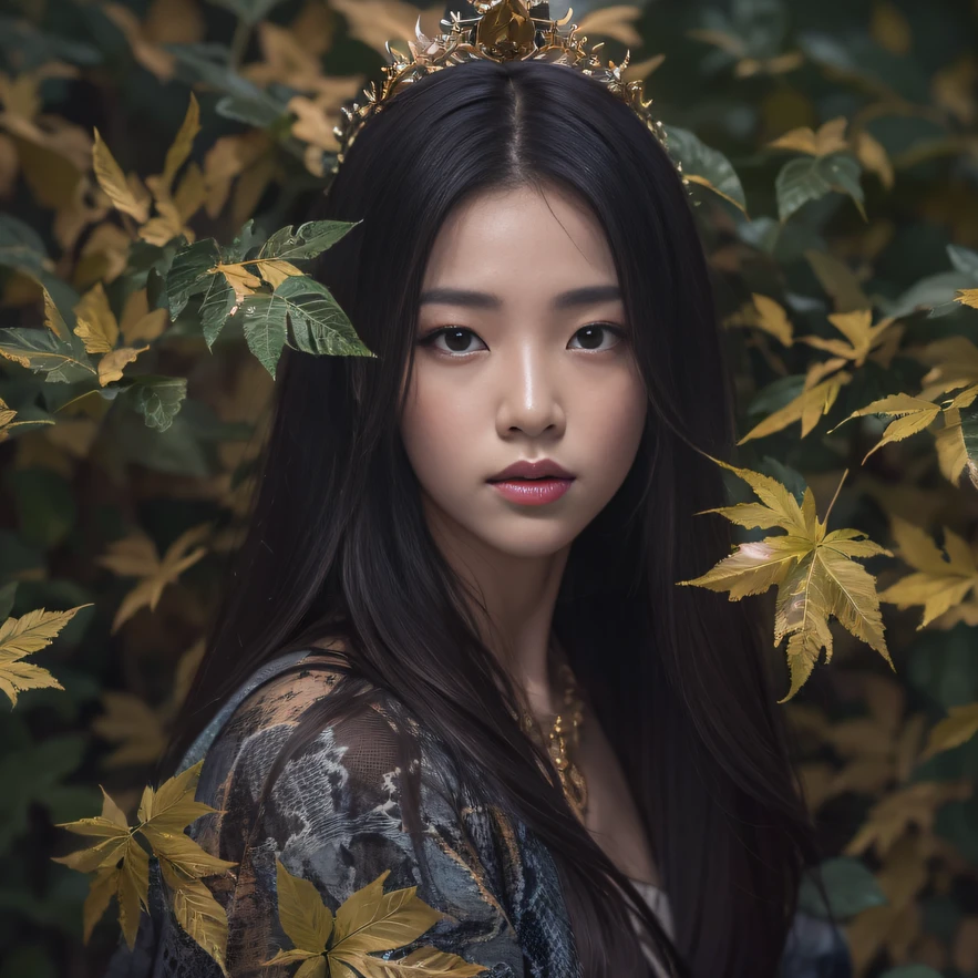 32K（tmasterpiece，k hd，hyper HD，32K）Long flowing black hair，Yellowstone，Tongzhou girl ，Flame protector（realisticlying：1.4），Python pattern robe，Purple-pink tiara，The leaves flutter，The canyon background is pure，Hold your head high，Be proud，The nostrils look at people， A high resolution， the detail，autumnal， RAW photogr， Sharp Re， Nikon D850 Film Stock Photo by Jefferies Lee 4 Kodak Portra 400 Camera F1.6 shots, Rich colors, ultra-realistic vivid textures, Dramatic lighting, Unreal Engine Art Station Trend, cinestir 800，Hold your head high，Be proud，The nostrils look at people