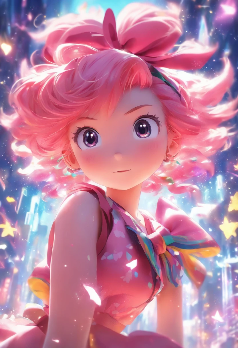 Anime girl with pink hair and hair bow, Full body like，Kawaii realistic portrait, Guviz, portrait of magical girl, cute character, lovely art style, Anime moe art style, character art of maple story, cute portrait, Cute anime girl portrait, portrait of a small, Guviz-style artwork, Splash art anime Loli，OC renderer