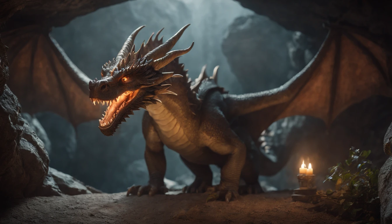 dragon inside a cave