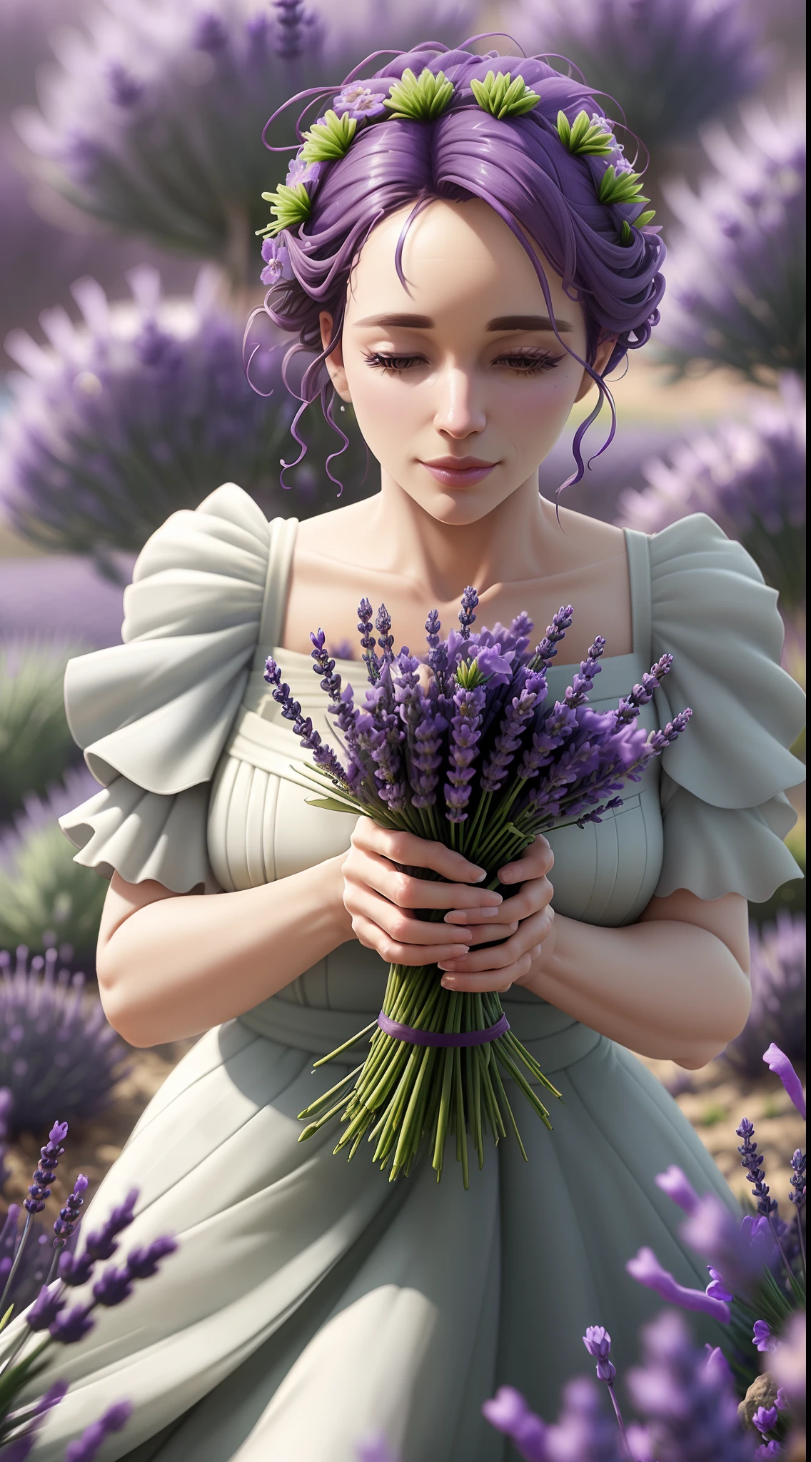 Lavender flovers, Lavender fields, macro, blurred background, Masterpiece, octane render, unreal engine, no add human