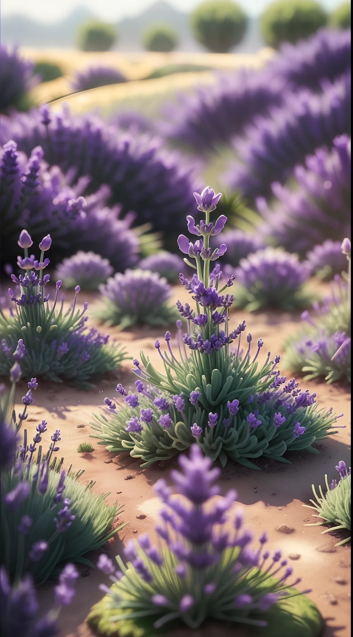 Lavender flovers, Lavender fields, macro, blurred background, Masterpiece, octane render, unreal engine, no add human