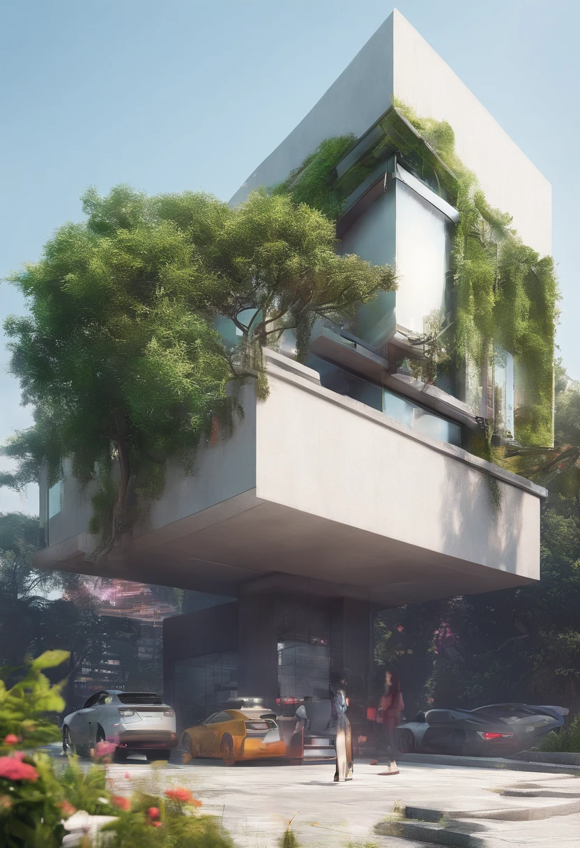Game Academy，Ethno-style architecture，Ancient Chinese，（Future science fiction，neon lit，The cyberpunk，Hologram aura、Particle effects），Structurally sound、high-definition details，perfect works，White background，（tmasterpiece，premier quality，best qualitiy，officlal art，Beauty and aesthetics：1.2），（8K，best qualitiy，tmasterpiece：1.2）