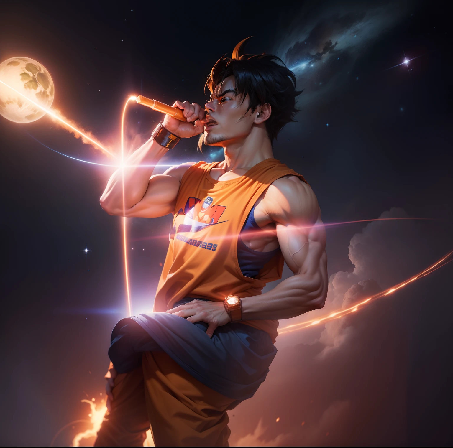 On the space with the power of goku from dragon ball z
