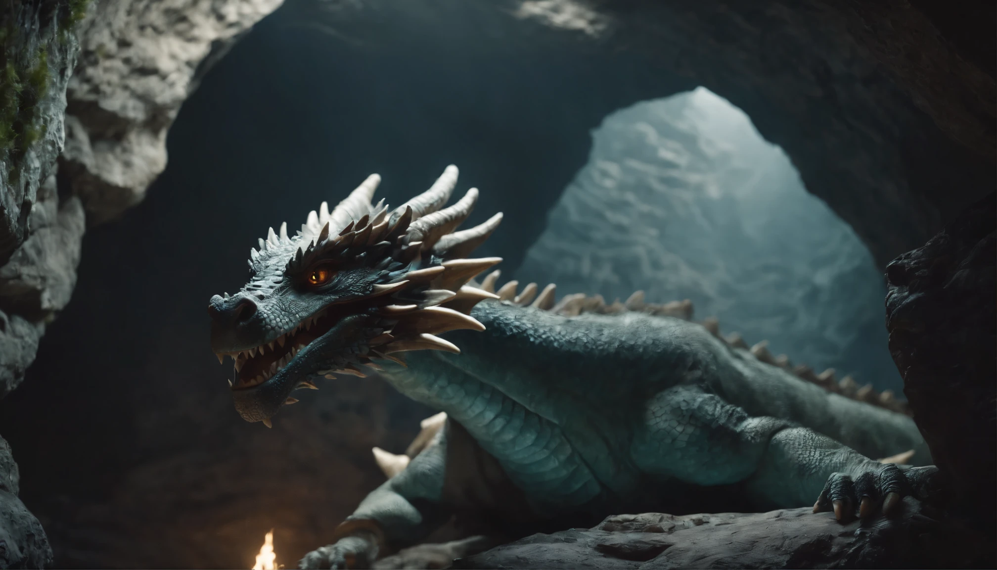 dragon inside a cave