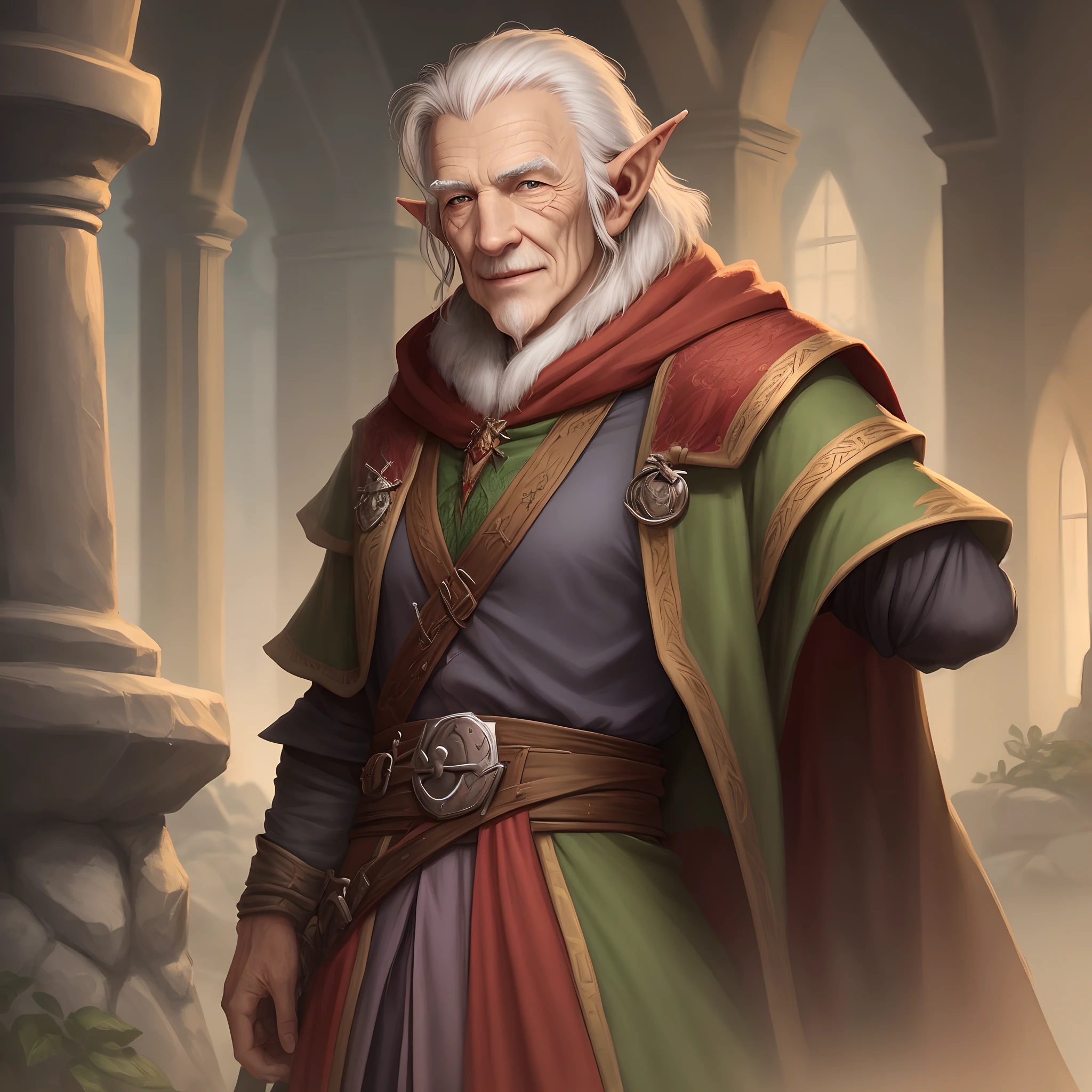 An old noble elf from Dungeons and Dragons at an advanced age