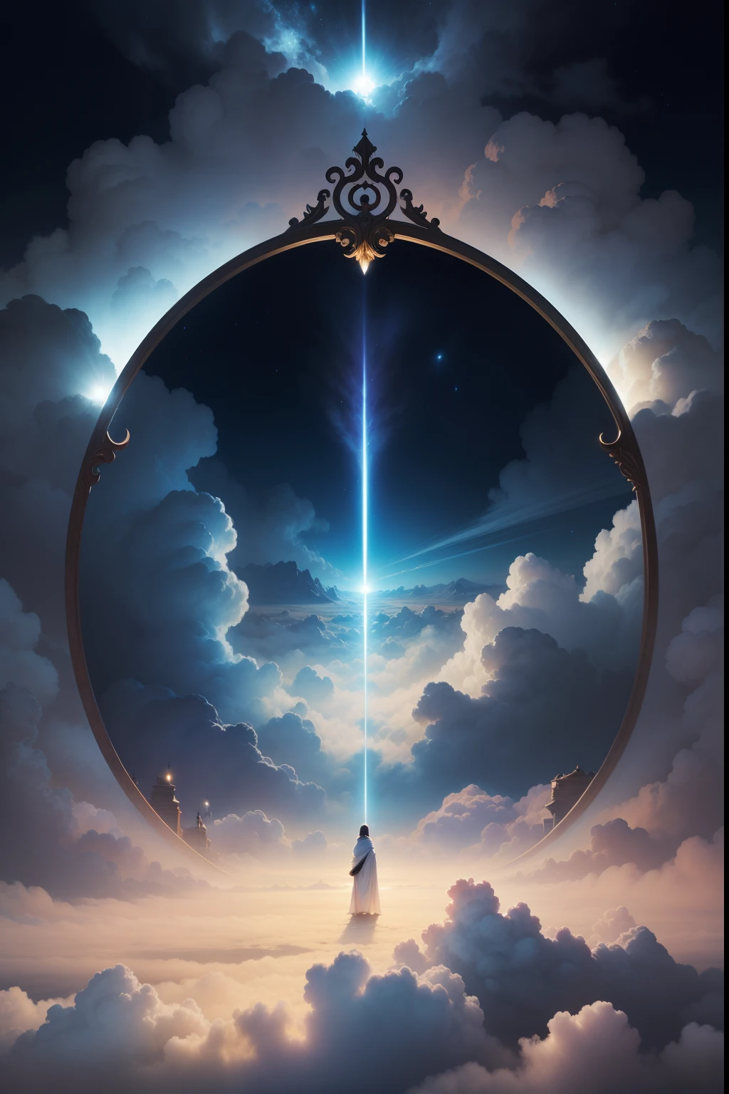 image of the gates of heaven, In the midst of clouds, imagem de anjos celestes luminosos com muitas asas nas nuvens, muita luz, seres de luz, belissimo