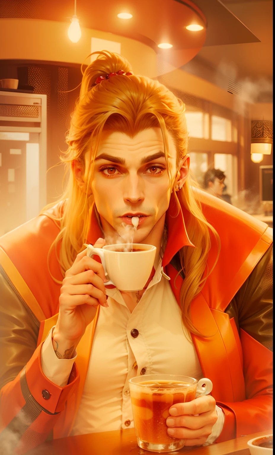 A vampire drinking coffee, Vampire Coffee, cafeteria, homem, Vampiro homem