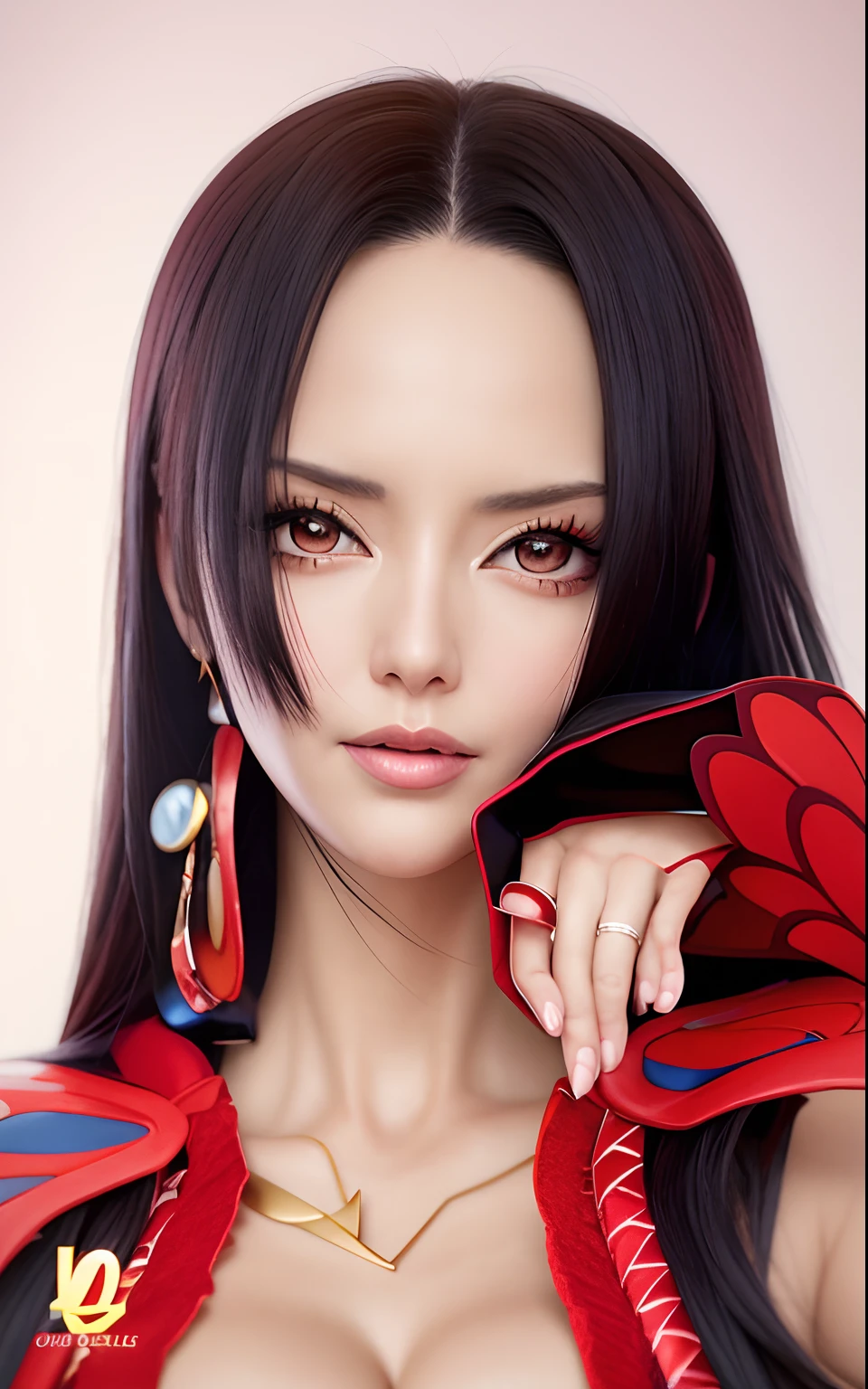 a close up of a woman with a red jacket and earrings, nico robin, artgerm. anime illustration, made with anime painter studio, masayoshi suto and artgerm, artgerm. high detail, artgerm colorful!!!, beautiful character painting, range murata and artgerm, stunning anime face portrait, from one piece, beautiful anime woman