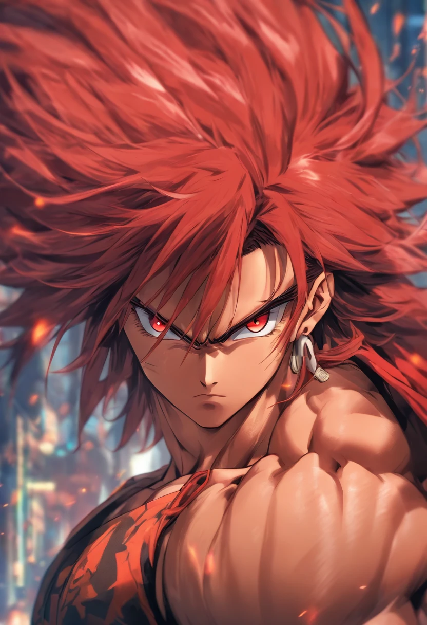 1boy, single, asian boy, reference sheet, character design, front angle, side angle, rear angle, dynamic poses, (masterpiece:1.2), (best quality:1.3), fantasy outfit, muscle body, athletic body. (Red eyes), (long hair), (long bangs), (red hair), (pale skin), (reference sheet:1.5), full body, muscle perfect body