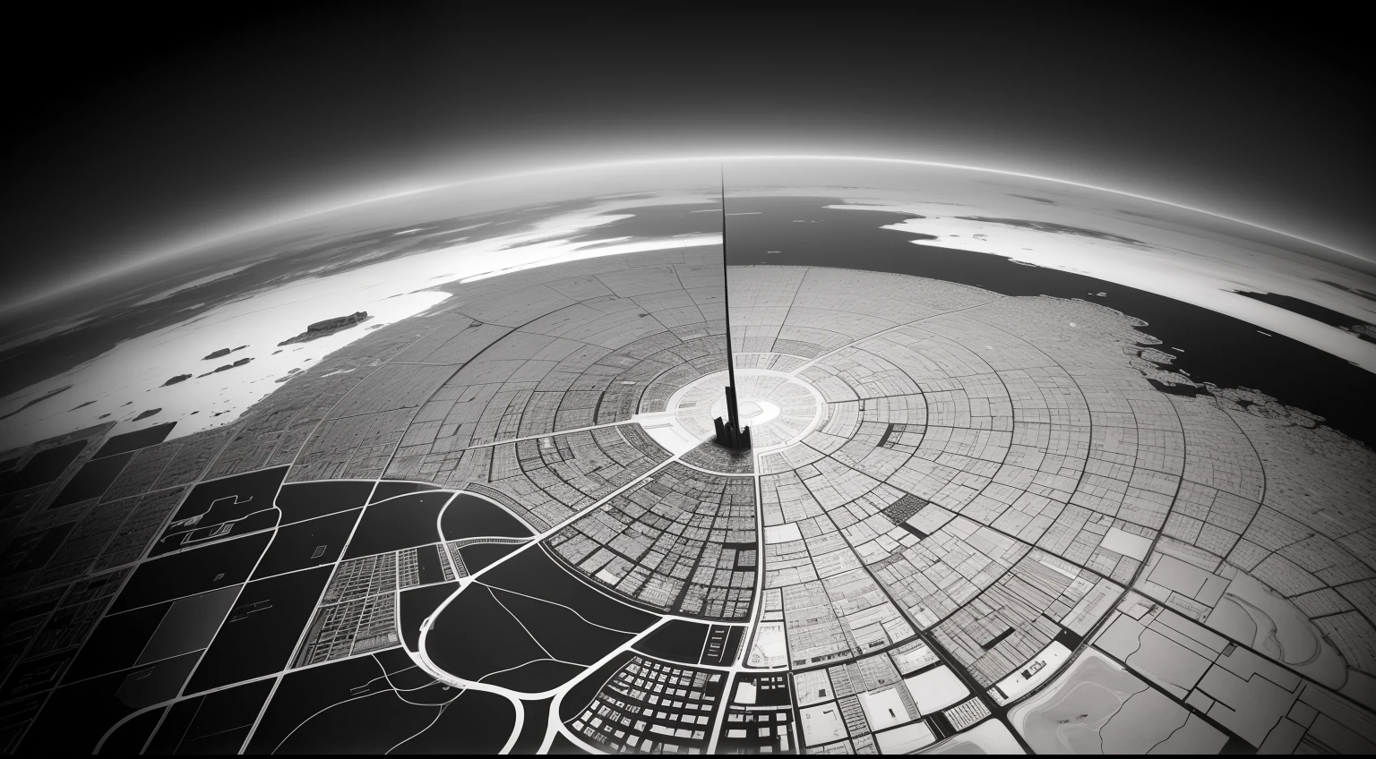 Black and white urban area map