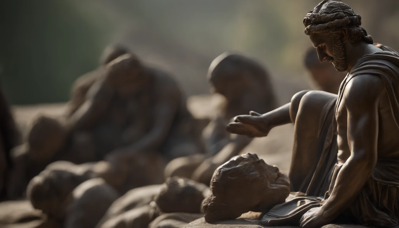 escultura de marmore de guerreiro da grecia antiga