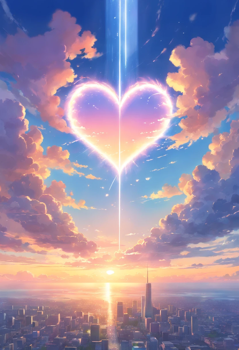 Heart of light in the clouds in a sky at sunset. no character in the result.