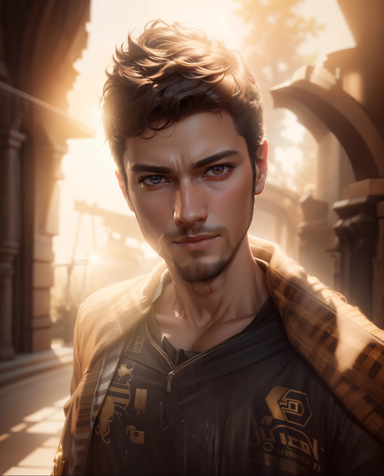 Background sunlight handsome boy realistic. Ultra HD. 8k