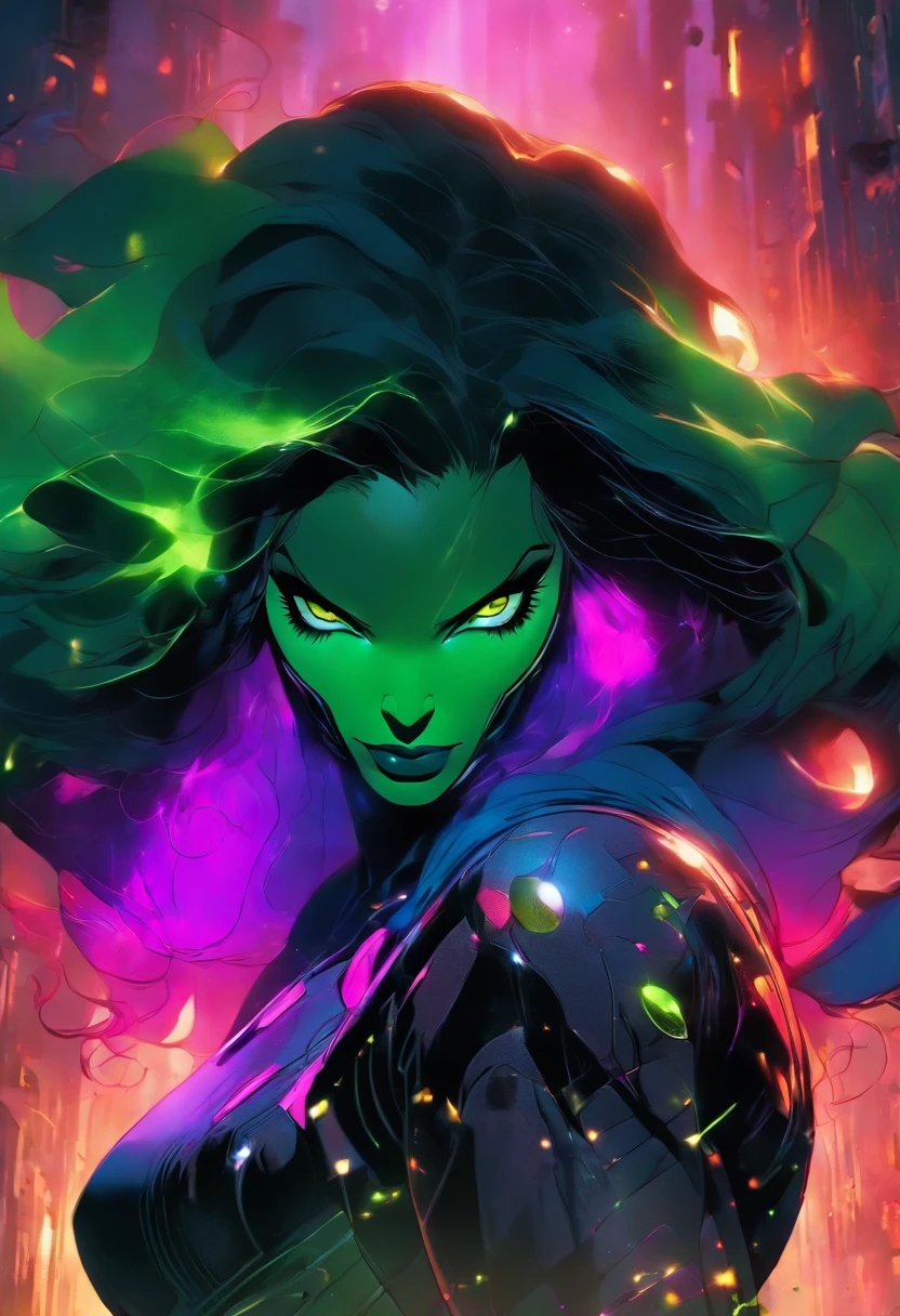 Gamora from Marvel comics)), ultra detailed artistic photography, midnight aura, night sky, dreamy, glowing, backlit, glamour, glimmer, shadows, oil on canvas, brush strokes, smooth, ultra high definition, 8k, unreal engine 5, ultra sharp focus, art by alberto seveso, artgerm, loish, sf, intricate artwork masterpiece, ominous, matte painting movie poster, golden ratio, trending on cgsociety, intricate, epic, trending on artstation, by artgerm, h. r. giger and beksinski, highly detailed, vibrant, production cinematic character render, ultra high quality model