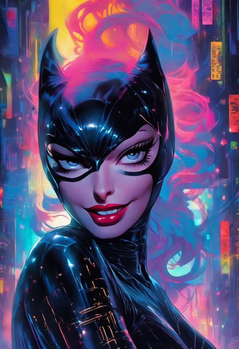 Catwoman, ultra detailed artistic photography, midnight aura, night sky, dreamy, glowing, backlit, glamour, glimmer, shadows, oil on canvas, brush strokes, smooth, ultra high definition, 8k, unreal engine 5, ultra sharp focus, art by alberto seveso, artgerm, loish, sf, intricate artwork masterpiece, ominous, matte painting movie poster, golden ratio, trending on cgsociety, intricate, epic, trending on artstation, by artgerm, h. r. giger and beksinski, highly detailed, vibrant, production cinematic character render, ultra high quality model