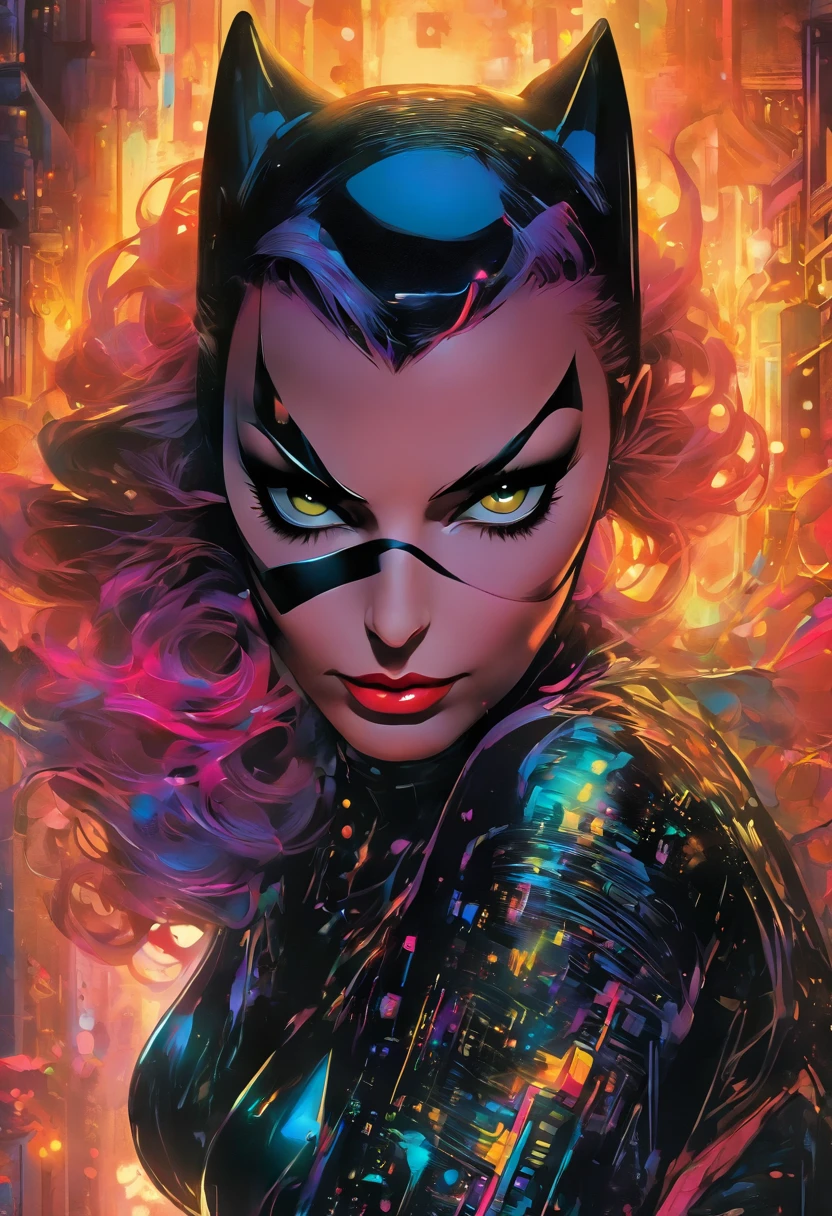 Catwoman, ultra detailed artistic photography, midnight aura, night sky, dreamy, glowing, backlit, glamour, glimmer, shadows, oil on canvas, brush strokes, smooth, ultra high definition, 8k, unreal engine 5, ultra sharp focus, art by alberto seveso, artgerm, loish, sf, intricate artwork masterpiece, ominous, matte painting movie poster, golden ratio, trending on cgsociety, intricate, epic, trending on artstation, by artgerm, h. r. giger and beksinski, highly detailed, vibrant, production cinematic character render, ultra high quality model