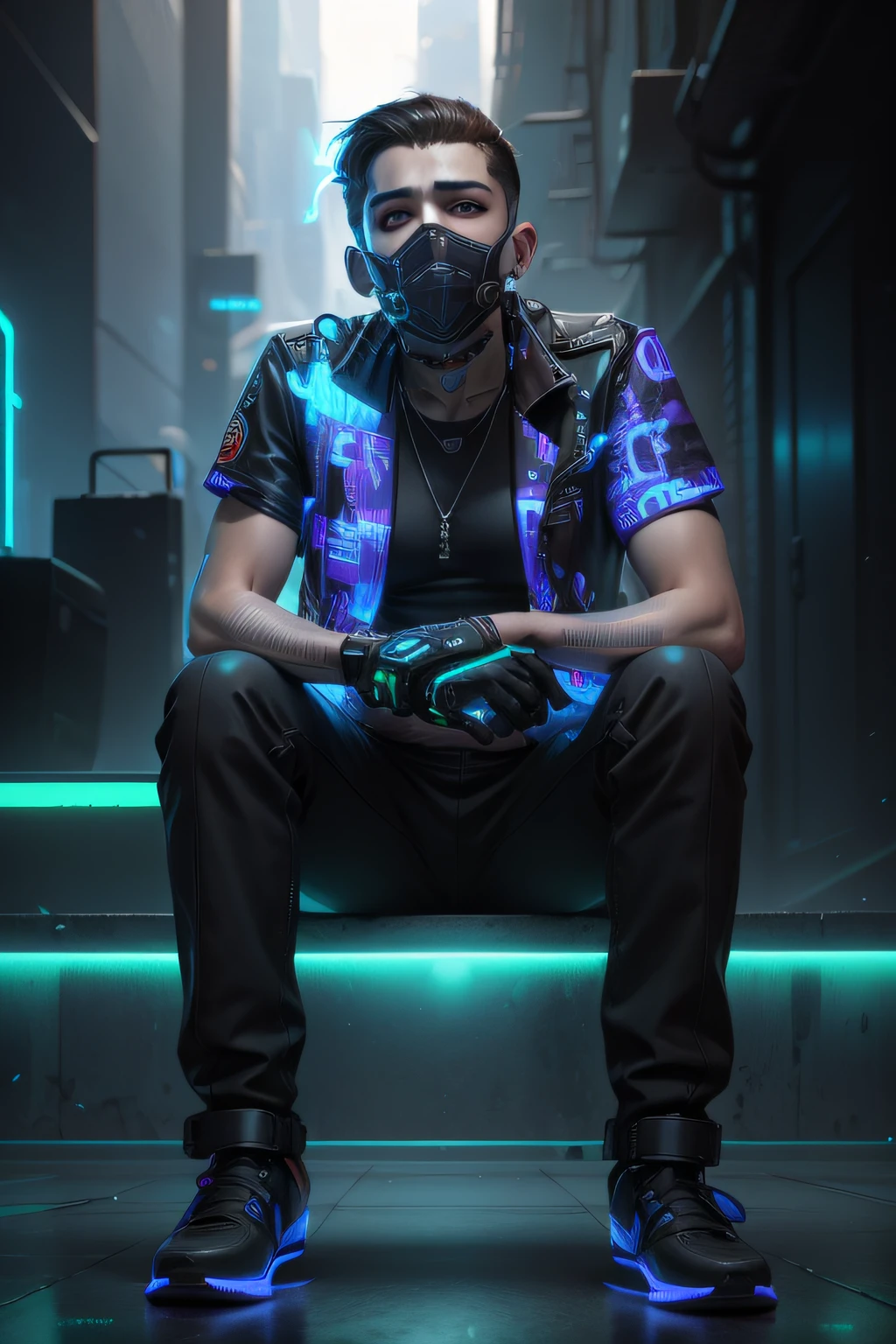 Change background cyberpunk handsome boy, reali stic face, 8k, ultra realistic,