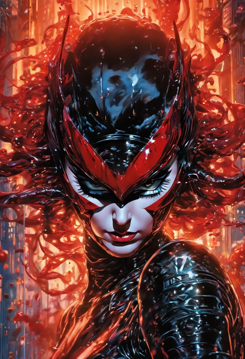 blood rein,Portrait Of A Biomechanical Catwoman Warrior,bullet dodger, Smooth, Explosion Of Liquid Splash,Sci-Fi, centralized portrait, Seb Mckinnon, H.R. Giger, Eldritch, Karol Bak, Mixed Media, Hyperrealism, Photorealism,[octane render]